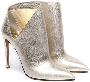Steiger Paris Furtiva Platinum grained leather cut shape women's ankle boots: €640.